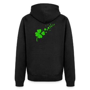 Shamrock Dandelion 4 Leaf Clover Heart St Patricks - Veste à capuche bio Premium Unisexe - noir - Dos - Nico (187cm)