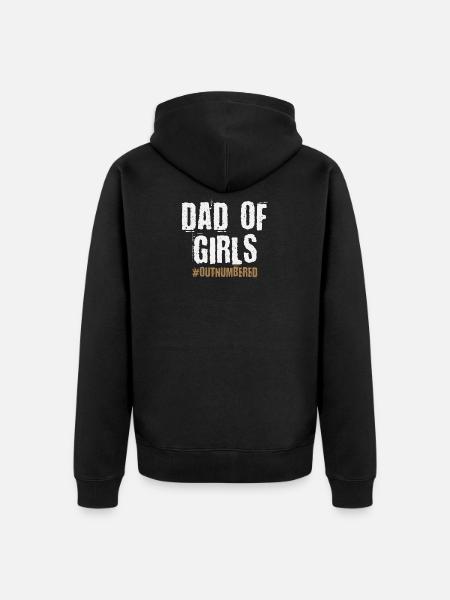 Dad Of Girls Outnumbered Daughter Gifts - Unisex Premium Bio Zip Hoodie - Schwarz