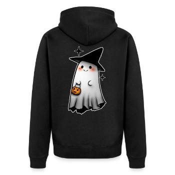Kalervo Ghost - Unisex Premium Organic Zip Hoodie - black - Back - Nico (187cm)