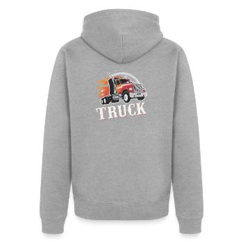 Camionneur Semi Truck Trucker - Veste à capuche bio Premium Unisexe - gris chiné - Dos - Nico (187cm)