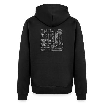 Carpenter Tools - Unisex Premium Organic Zip Hoodie - black - Back - Nico (187cm)