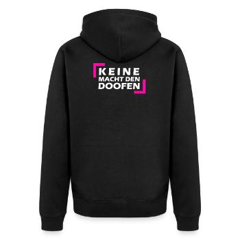 Keine Macht den Doofen - Unisex Premium Bio Zip Hoodie - Schwarz - Hinten - Nico (187cm)