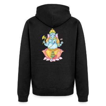 Zentangle Ganesha - Unisex Premium Organic Zip Hoodie - black - Back - Nico (187cm)