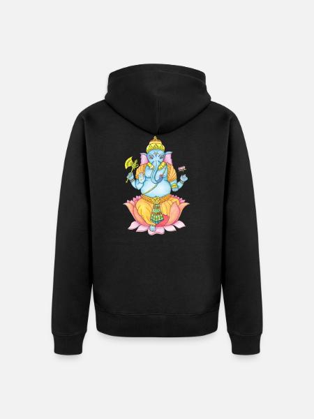 Zentangle Ganesha - Unisex Premium Organic Zip Hoodie - black