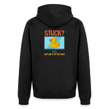 PROGRAMMING: Explain It To The Duck - Unisex Premium Organic Zip Hoodie - black - Back - Nico (187cm)