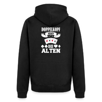 Doppelkopf Schafkopf Kartenspiel Stammtisch Alten - Unisex Premium Bio Zip Hoodie - Schwarz - Hinten - Nico (187cm)