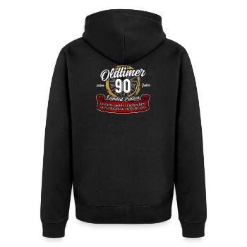 90. Geburtstag Oldtimer Model 90 Jahre Geburtstag - Unisex Premium Bio Zip Hoodie - Schwarz - Hinten - Nico (187cm)