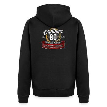 80. Geburtstag Oldtimer Model 80 Jahre Geburtstag - Unisex Premium Bio Zip Hoodie - Schwarz - Hinten - Nico (187cm)