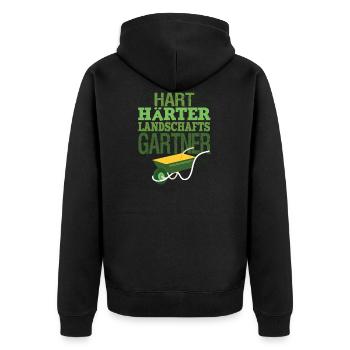 Hart Härter Landschaftsgärtner Gartenarbeit Spruch - Unisex Premium Bio Zip Hoodie - Schwarz - Hinten - Nico (187cm)