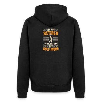 Lustiges Golfspieler im Rentenalter Motiv - Unisex Premium Bio Zip Hoodie - Schwarz - Hinten - Nico (187cm)