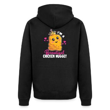 Ich bin ein Beautiul Huhn Nugget Kawaii Nug Leben Nug - Unisex Premium Bio Zip Hoodie - Schwarz - Hinten - Nico (187cm)