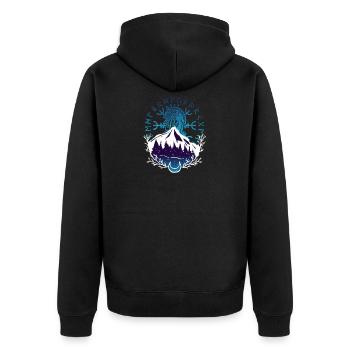 Wikinger Rune Kelten Keltisch Oegishjalmr Geschenk - Unisex Premium Bio Zip Hoodie - Schwarz - Hinten - Nico (187cm)