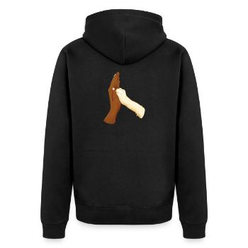 High Five mit Hund schwarze Hand - Unisex Premium Bio Zip Hoodie - Schwarz - Hinten - Nico (187cm)