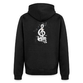 Musik Katzen Violinschlüssel Geschenk - Unisex Premium Bio Zip Hoodie - Schwarz - Hinten - Nico (187cm)