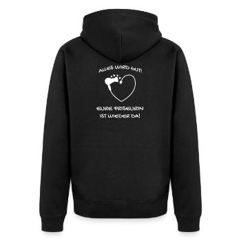 Friseurin Alles wird gut Öffnung Schön Meisterin - Unisex Premium Bio Zip Hoodie - Schwarz - Hinten - Nico (187cm)