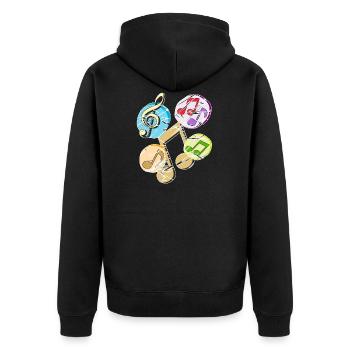 Notenschlüssel Noten Musik - Unisex Premium Bio Zip Hoodie - Schwarz - Hinten - Nico (187cm)