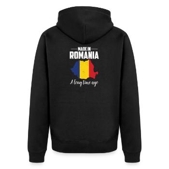 Roumanie Patrie | Roumain Roumain cadeau pays - Veste à capuche bio Premium Unisexe - noir - Dos - Nico (187cm)