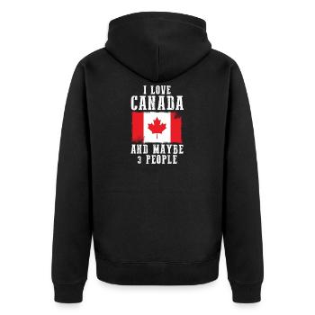 Kanada Flagge Kanada Fahne - Unisex Premium Bio Zip Hoodie - Schwarz - Hinten - Nico (187cm)