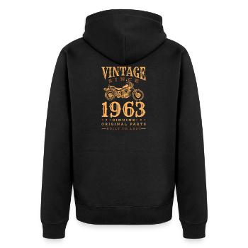 Vintage 1963 63 Geburtstag Retro Jahrgang Geschenk - Unisex Premium Bio Zip Hoodie - Schwarz - Hinten - Nico (187cm)