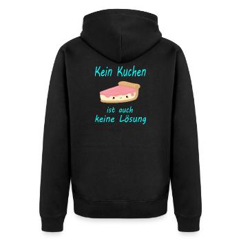 Kein Kuchen ist auch keine Lösung Liebe - Unisex Premium Bio Zip Hoodie - Schwarz - Hinten - Nico (187cm)