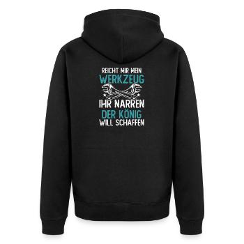Kältetechniker Klimatechniker - Unisex Premium Bio Zip Hoodie - Schwarz - Hinten - Nico (187cm)