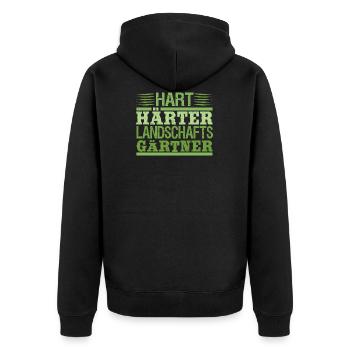 Hart Härter Landschaftsgärtner Gartenarbeit Spruch - Unisex Premium Bio Zip Hoodie - Schwarz - Hinten - Nico (187cm)