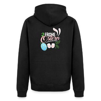 Frohe Ostern schön Dekoriert - Unisex Premium Bio Zip Hoodie - Schwarz - Hinten - Nico (187cm)