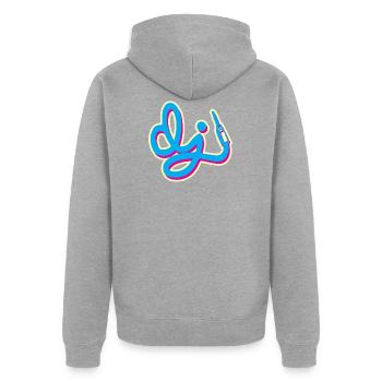 DJ Music Disk Jockey - Unisex Premium Organic Zip Hoodie - heather grey - Back - Nico (187cm)