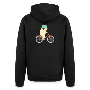 Bicycle Kids Pug Dog Cyclist Gift - Unisex Premium Organic Zip Hoodie - black - Back - Nico (187cm)
