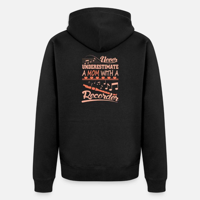 Blockflöte Mutter - Unisex Premium Bio Zip Hoodie - Schwarz