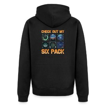 Lustige Check-out mein Six Pack Flugzeug Pilot Pun - Unisex Premium Bio Zip Hoodie - Schwarz - Hinten - Nico (187cm)
