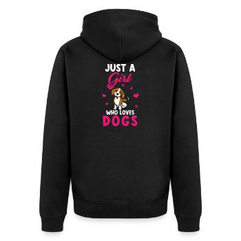 Just a girl who loves Dogs - Unisex Premium Bio Zip Hoodie - Schwarz - Hinten - Nico (187cm)
