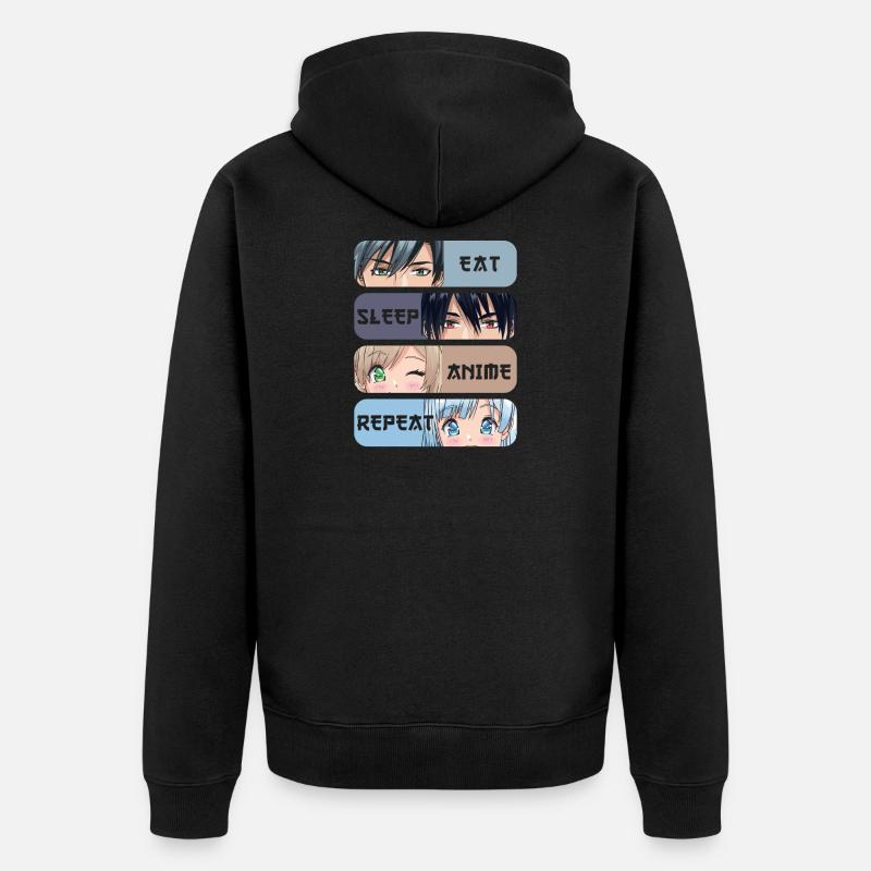 Eat Sleep Anime Repeat - Veste à capuche bio Premium Unisexe - noir