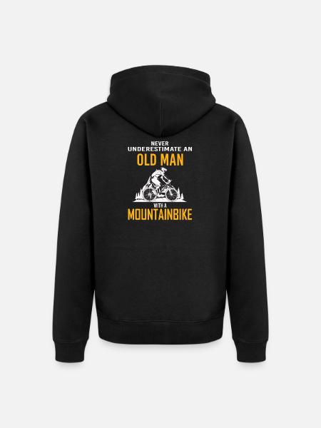never underestimate, funny saying - Unisex Premium Organic Zip Hoodie - black