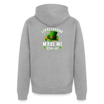 patricks day Leprechauns - Unisex Premium Organic Zip Hoodie - heather grey - Back - Nico (187cm)