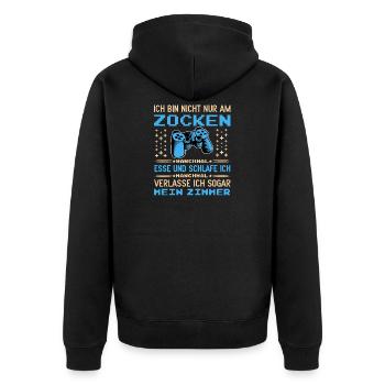 Gamer Zocken Gaming Zocker Videospiel Zocken - Unisex Premium Bio Zip Hoodie - Schwarz - Hinten - Nico (187cm)