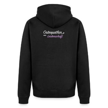 Osteopathin Heilpraxis Knochenbrecher Geschenkidee - Unisex Premium Bio Zip Hoodie - Schwarz - Hinten - Nico (187cm)