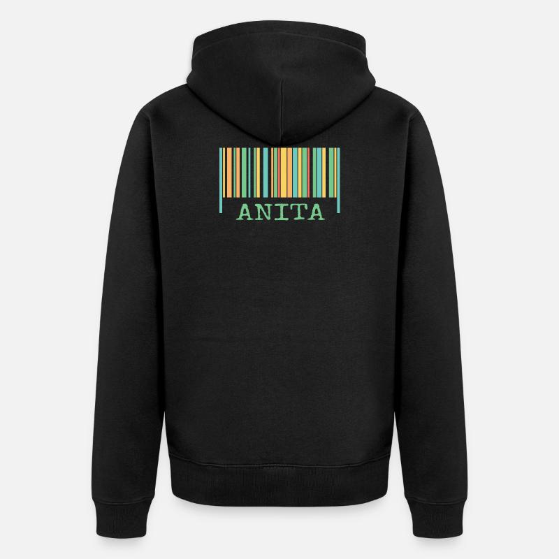 Strichcode Anita - Unisex Premium Bio Zip Hoodie - Schwarz