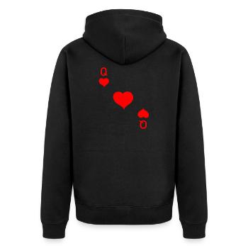Herz Dame Karte Pokern Karneval - Unisex Premium Bio Zip Hoodie - Schwarz - Hinten - Nico (187cm)