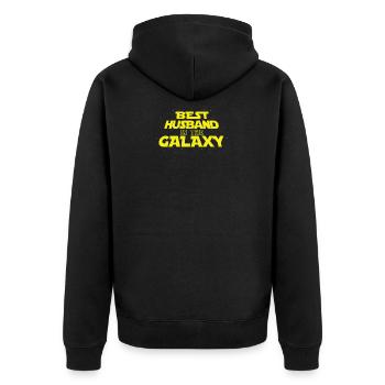 Husband Galaxy Wife Says Marriage Gift - Unisex Premium Organic Zip Hoodie - black - Back - Nico (187cm)