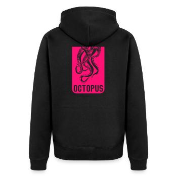 Oktopus Tintenfisch Kraken Kalmar - Unisex Premium Bio Zip Hoodie - Schwarz - Hinten - Nico (187cm)