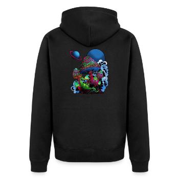 Psychedelic Magic Muschrooms Trippy Shrooms Gift - Unisex Premium Organic Zip Hoodie - black - Back - Nico (187cm)