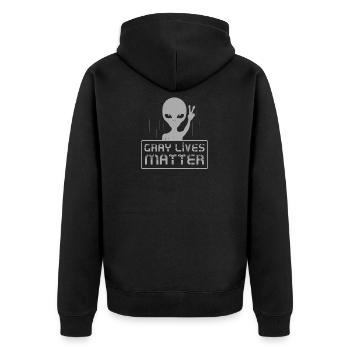 Alien Geschenk für Fans von Außerirdischen und - Unisex Premium Bio Zip Hoodie - Schwarz - Hinten - Nico (187cm)