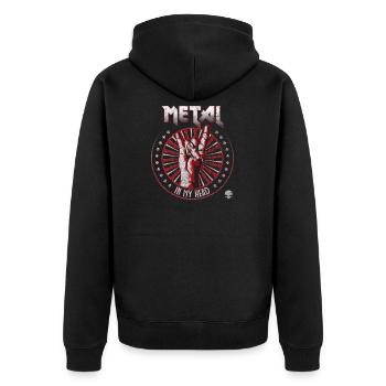 Metal In My Head - Unisex Premium Bio Zip Hoodie - Schwarz - Hinten - Nico (187cm)