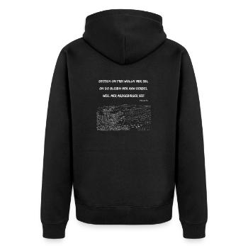 Deitsch on frei wolln mer sei Erzgebirge Arzgebirg - Unisex Premium Bio Zip Hoodie - Schwarz - Hinten - Nico (187cm)