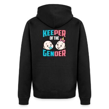 Keeper of the Gender Reveal Shirt Baby Announcemen - Unisex Premium Bio Zip Hoodie - Schwarz - Hinten - Nico (187cm)