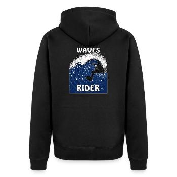SURF WAVES RIDER - Unisex Premium Organic Zip Hoodie - black - Back - Nico (187cm)