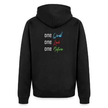 Sustainability - Unisex Premium Organic Zip Hoodie - black - Back - Nico (187cm)