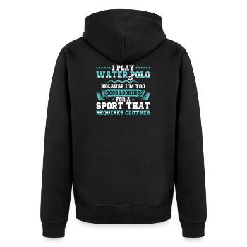 Wasserball Spieler | Sport Team Trainer Geschenke - Unisex Premium Bio Zip Hoodie - Schwarz - Hinten - Nico (187cm)