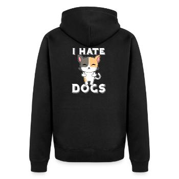 Ich Hasse Hunde - Unisex Premium Bio Zip Hoodie - Schwarz - Hinten - Nico (187cm)